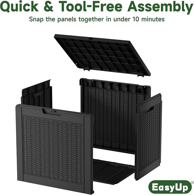 EasyUp 35 Gallon Resin Deck Box Waterproof, UV Resistant Outdoor Storage Box - Image 5