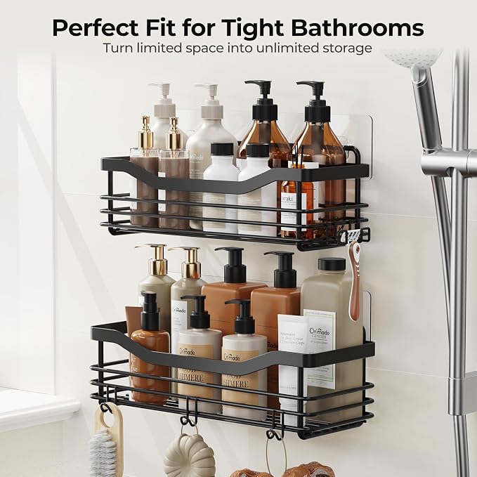 Orimade Shower Caddy Basket Shelf Storage Rack, No Drilling Wall Mounted - Image 9