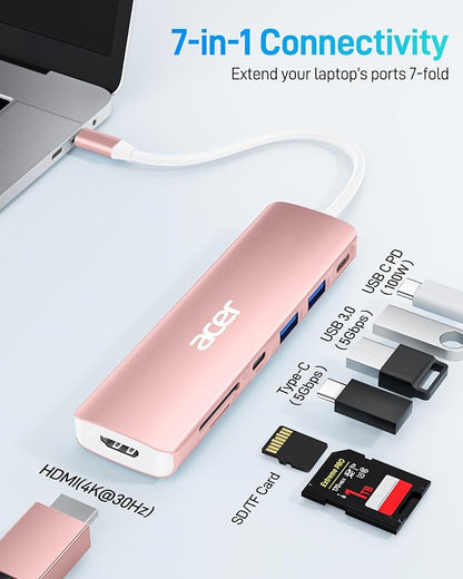 Acer USB C Hub, 7 in 1 USB-C to HDMI Multi-Port Adapter, 2 USBA 3.1 GEN1 and - Image 2