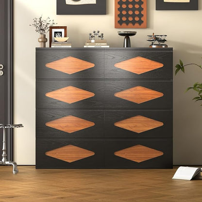 48.3'' Tall Dresser for Bedroom, 4 Chest of Wooden Deep Drawers, Vintage Dresser - Image 8