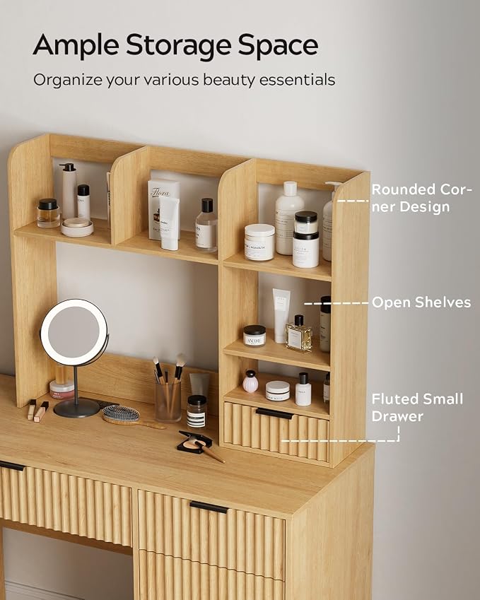 Desktop Bookshelf, Wood Desk Shelf - Image 5