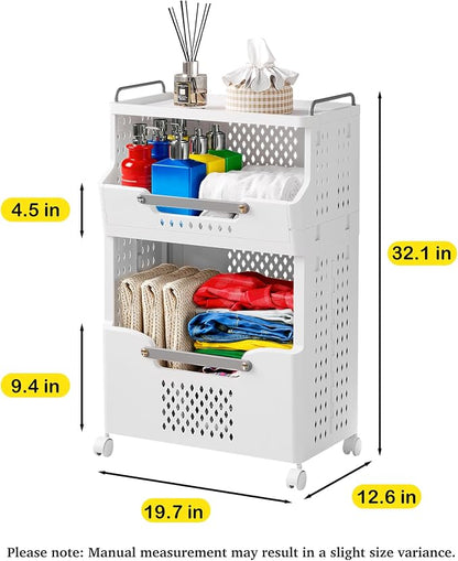 Laundry Basket with Wheels, Folding Laundry Hamper, utility cart, Kitchen - Image 5