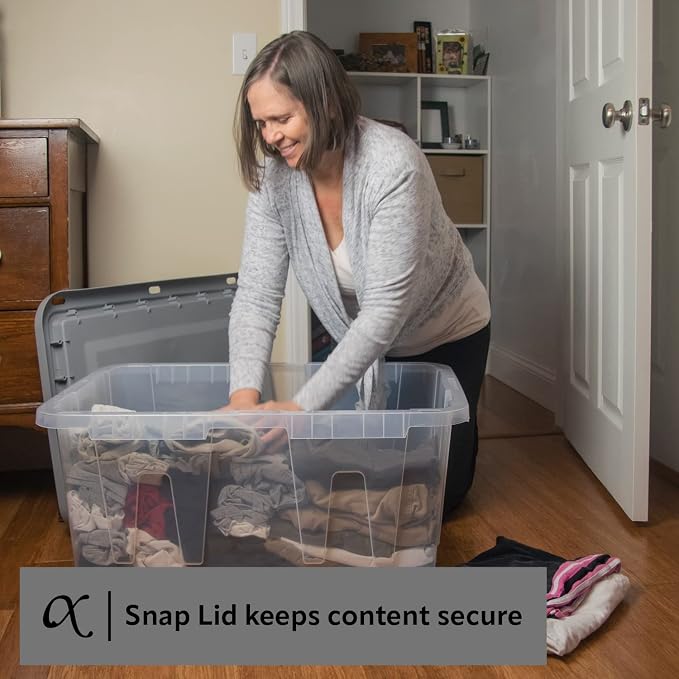 CX BLACK & YELLOW, 27-Gallon Heavy Duty Clear Storage Container & Snap-Tight Lid - Image 4