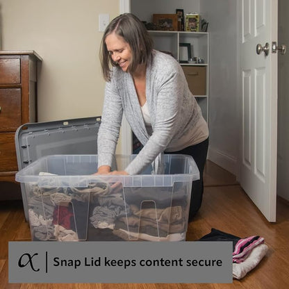 CX BLACK & YELLOW, 27-Gallon Heavy Duty Clear Storage Container & Snap-Tight Lid - Image 4