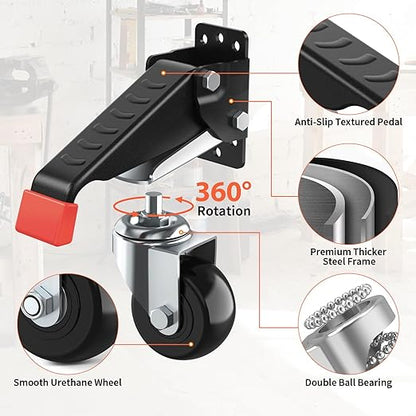SPACEKEEPER Workbench Casters kit 720 Lbs Retractable Casters Heavy Duty Bench - Image 2
