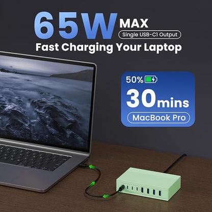 200W USB C Charger Block, 8-in-1 GaN III USB C Charger Fast Charging Station Hub - Image 3