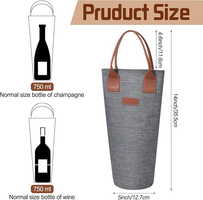 Shappy 6 Pack Single Bottle Wine Tote Bag 1 Bottle Insulated Wine Carrier Bag - Image 2