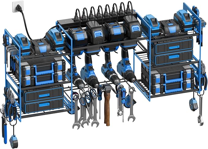 CCCEI Blue Power Tool Organizer Wall Mount, Large Tools and Battery Storage by CCCEI