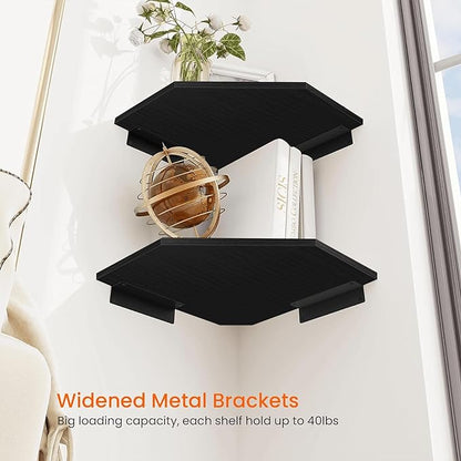 Corner Shelf Wall Mount, Cable Box, Wood Hanging Storage Shelf Organizer - Image 5