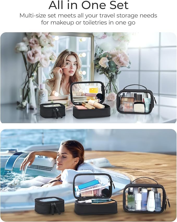 BAGSMART Mini Clear Makeup Bag for Women Portable Travel Toiletry Bag, Cute - Image 7