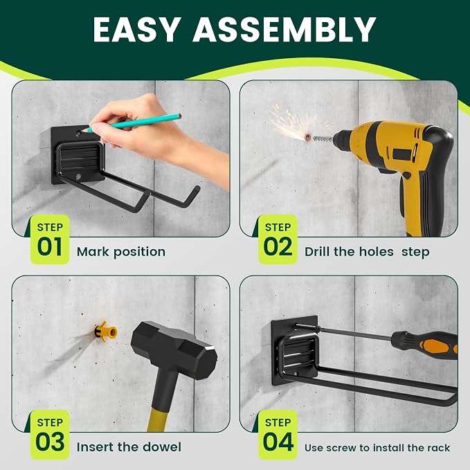 Garden Tool Organizer Rack, Wall Mount Garage Tool Organizer Storage Hook - Image 7