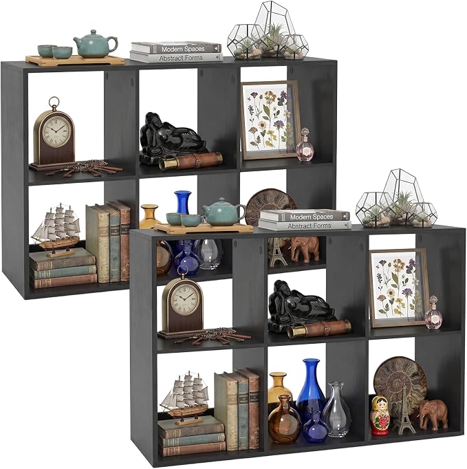 POWERSTONE 6 Cube Storage Organizer Set of 2, 3 Tier Cubby Bookshelf by POWERSTONE%C2%AE