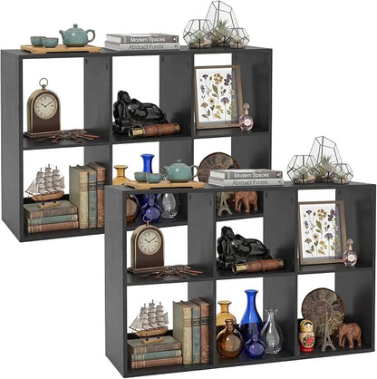 POWERSTONE 6 Cube Storage Organizer Set of 2, 3 Tier Cubby Bookshelf by POWERSTONE%C2%AE