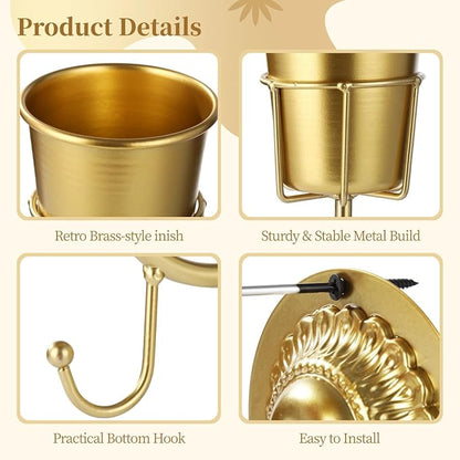 2 Pcs Gold Wall Vases, Vintage Plant Vase Holders - Image 4