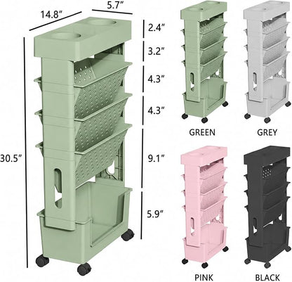 5-Tier Rolling Bookshelf Magazine Rack - Image 3