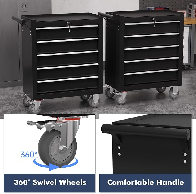 5-Drawer Tool Chest, Rolling Tool Cart - Image 5