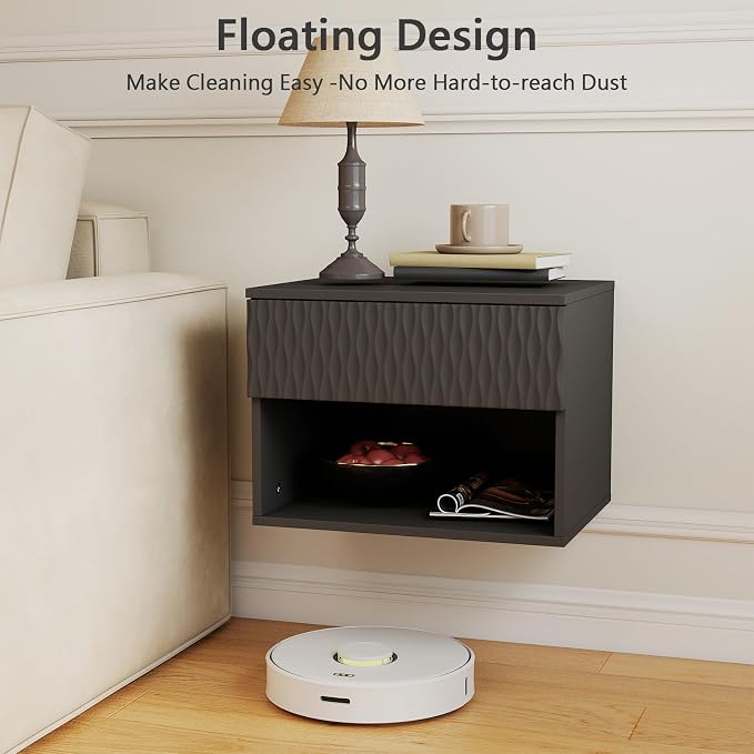 Vibe & Dine Floating Nightstand Set of 2, Wall Mounted Night Stand - Image 5