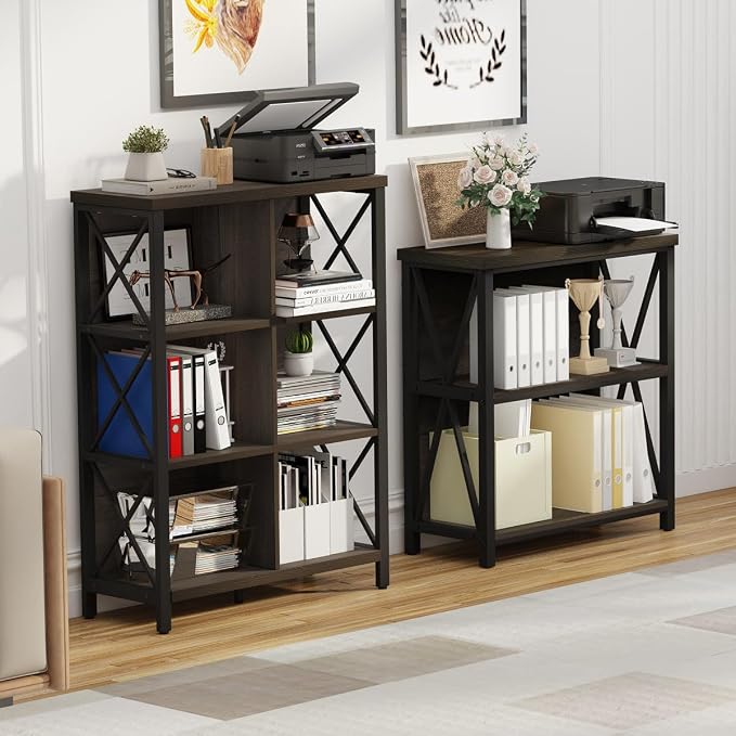 FATORRI 6 Cube Storage Organizer Shelf, Rustic Wood and Metal Cubby Bookcase - Image 9