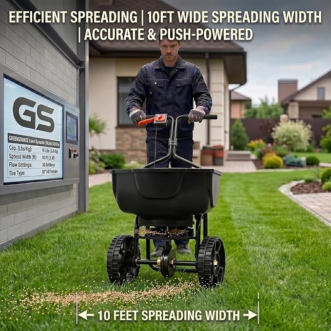 Walk-Behind Hand Push Broadcast Spreader, 10 ft Spreading Width Manual - Image 3