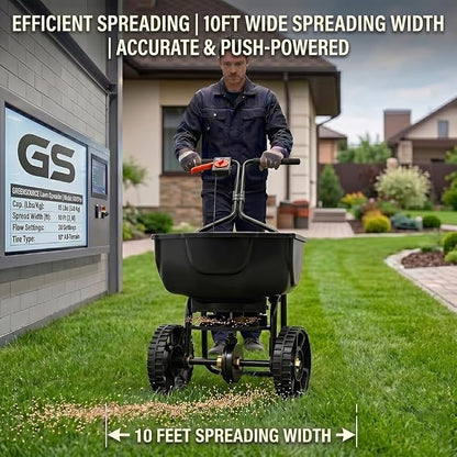 Walk-Behind Hand Push Broadcast Spreader, 10 ft Spreading Width Manual - Image 3