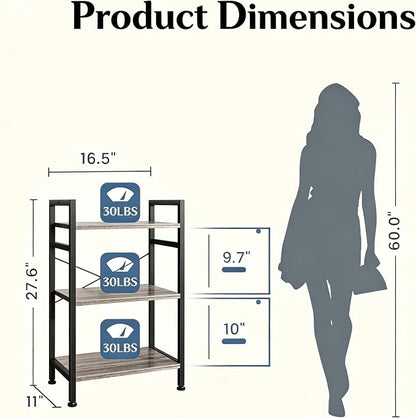 HealSmart 3 Tier Bookshelf, Free Standing Book Shelf Home Office Bookcase Shelf - Image 3