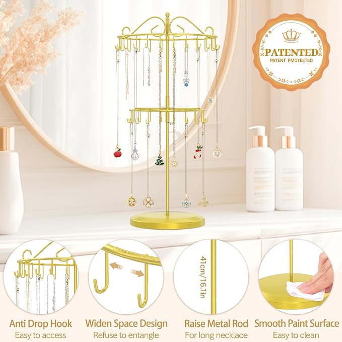 MODOWEY Rotating Necklace Holder Organizer Display Stand - Image 4