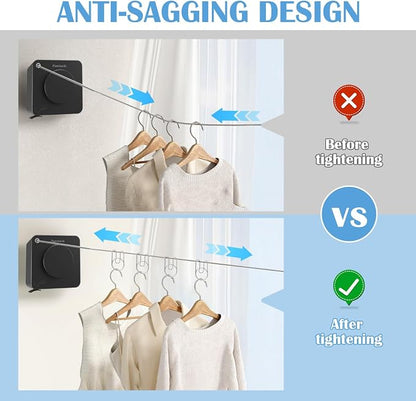 Retractable Clothesline Indoor, Non-Sagging Outdoor Clothes Line Retracting - Image 2