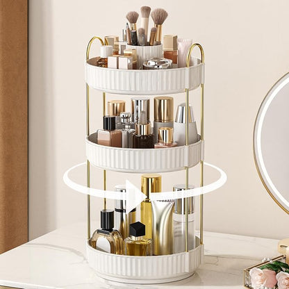 360° Rotating Makeup Organizer, Upgraded 3 Tier Skincare Perfume Organizers by Homelifeassistant