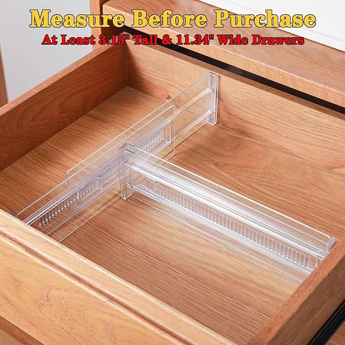 4 Pcs Drawer Dividers for Clothes, 3.15" High 11.34"-19.69" Adjustable - Image 7