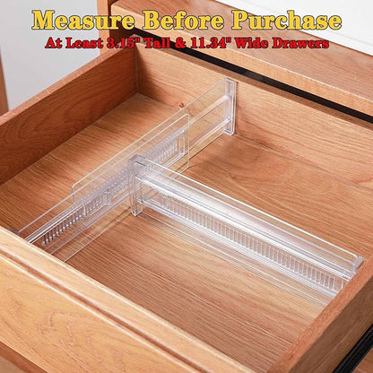 4 Pcs Drawer Dividers for Clothes, 3.15" High 11.34"-19.69" Adjustable - Image 7