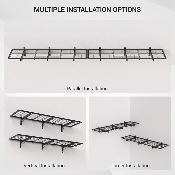 2-Pack 1x4ft Heavy Duty Garage Wall Shelving, 320 lbs Load Capacity, Garage - Image 7