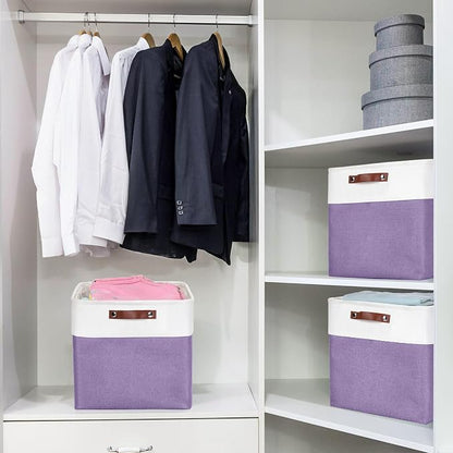 13x13 Cube Storage Bins, Collapsible Fabric Storage Box, 4 Pack Closet Baskets - Image 2