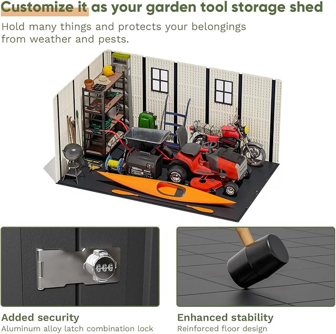 Patiowell 8 x 12 FT Plastic Outdoor Storage Shed - Image 5
