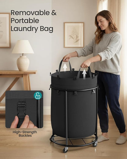 SONGMICS Laundry Basket with Wheels, Rolling Laundry Hamper with Steel Frame - Image 6