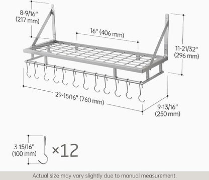 KES 30-Inch Silver Gray Pot Rack, Wall Mounted Hanging Pot and Pan Organizer - Image 5