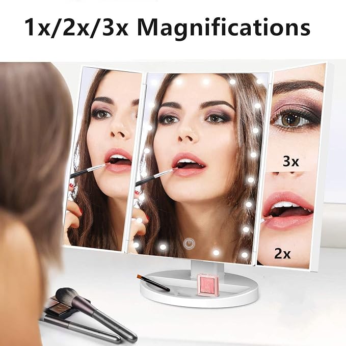 Tri-fold Lighted Vanity Makeup Mirror - Image 7
