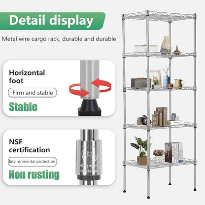 FDW 5 Tier Wire Shelving Adjustable Metal Shelves 17L x 12W x 48H NSF Pantry - Image 5