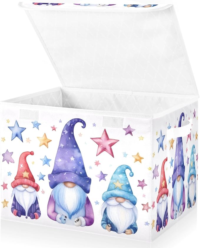 Cute Gnomes Storage Bins with Lids and Carrying Handle, Foldable Storage Boxes - Image 2