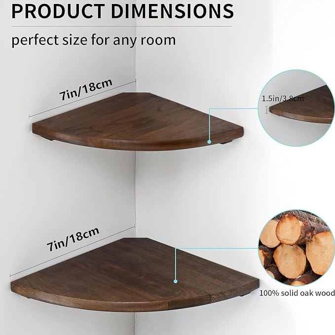 Corner Shelves, Floating Corner Shelf, Round End - Image 5