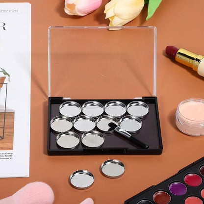 FRCOLOR Magnetic Eyeshadow Palette Case 12 Round Pans and Brush Space-Saving - Image 2