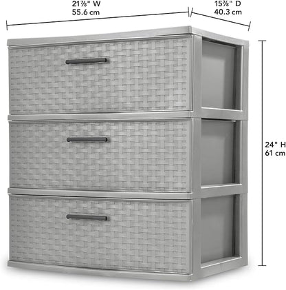 3 Drawer Wide Weave Tower color：Cement - Image 3