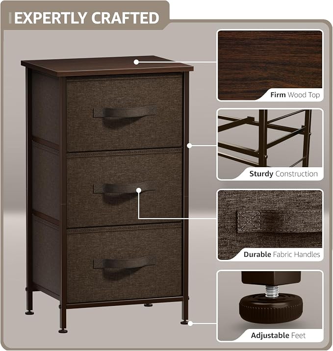 Sorbus Nightstand with 3 Drawers - Image 4