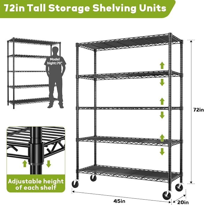 45" W x 20" D x 72" H Wire Shelving Unit - Image 3