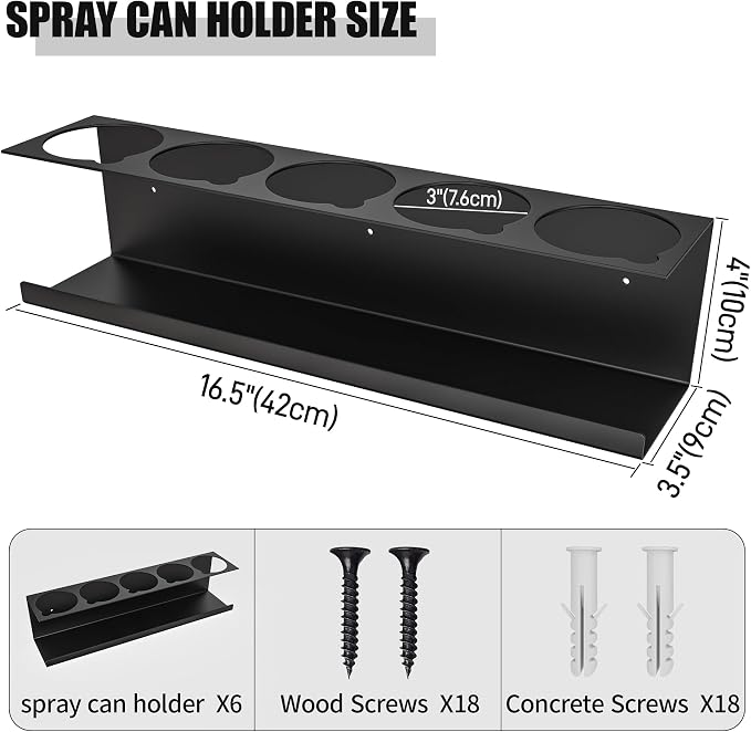 6 Pack Spray Bottle Holder Wall-Mounted, Aerosol Spray Can Holder Storage Rack - Image 5