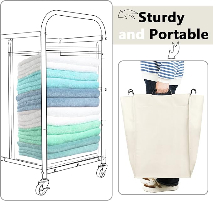 Bonuci 3 Pcs Laundry Sorter Replacement Bags Hamper Cart Removable Replacement - Image 5