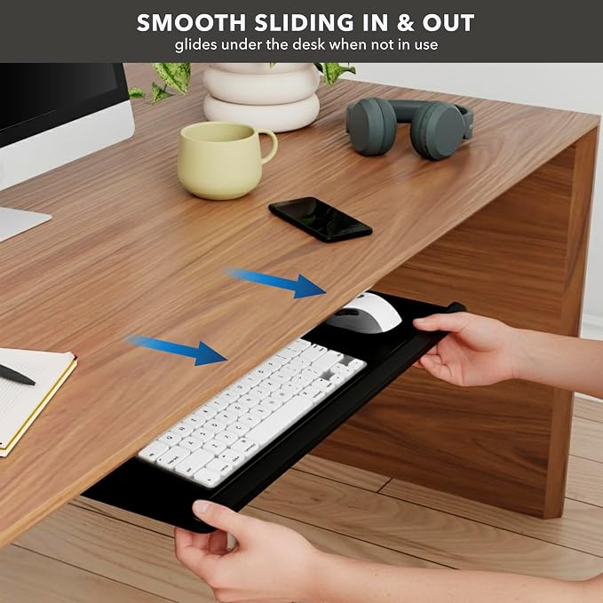 Mount-It! Under Desk Keyboard Tray – Adjustable Slide-Out Keyboard Drawer - Image 8
