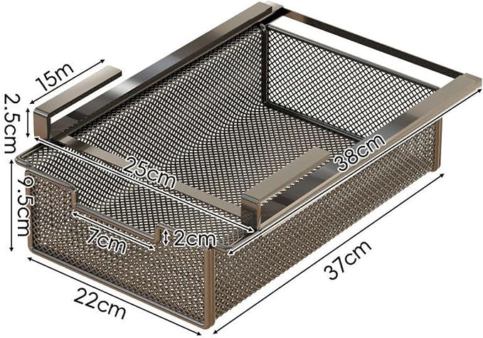 Hanging Pullout Drawer Basket Under Table Drawer Metal Under Shelf Basket - Image 3