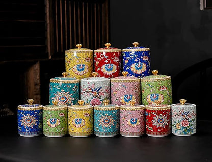 Enamel Ceramic Tea Caddy Tea Canister Tea Storage Container Tins Jar - Image 4