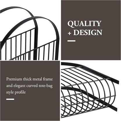 MyGift Deluxe Mid Century Metal Wire Magazine Rack in Matte Black Finish - Image 2