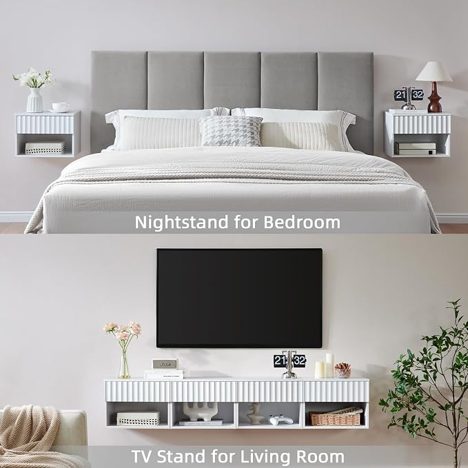 Floating Nightstand with Fluted Drawer - Image 5